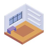 Customizable isometric icon of an empty room vector