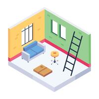 Trendy isometric icon depicting room setting vector