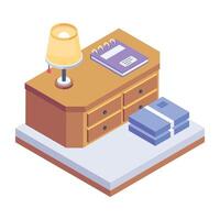 Easy to edit isometric icon of a study desk vector