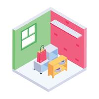 Latest isometric icon of furniture setup vector