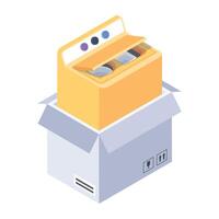 Check out isometric icon of moving appliances vector