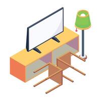 Handy isometric icon of a tv table vector