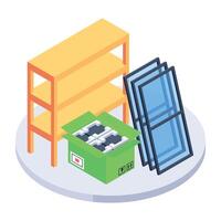 Download isometric icon of a storage rack vector
