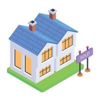 Easy to edit isometric icon of a sold building vector