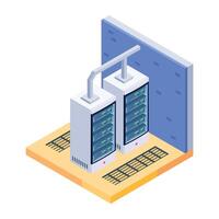 Trendy isometric icon depicting server racks vector
