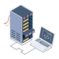 Grab this isometric icon of a coding server vector