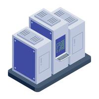 Get this isometric icon of server cabinets vector