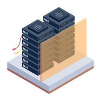 Easy to edit isometric icon of rack enclosures vector