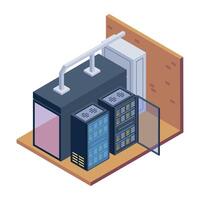Ready to use isometric icon of a server closet vector