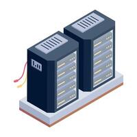 Scalable isometric icon of network servers vector