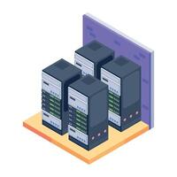 Editable isometric icon of hosting racks vector