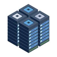 Easy to edit isometric icon of hosting servers vector