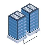 Editable isometric icon of server racks vector