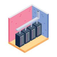 A well-designed isometric icon of server room vector