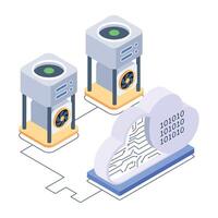 Easy to edit isometric icon of server fans vector