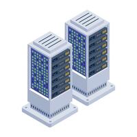 Modern isometric icon depicting racks enclosures vector