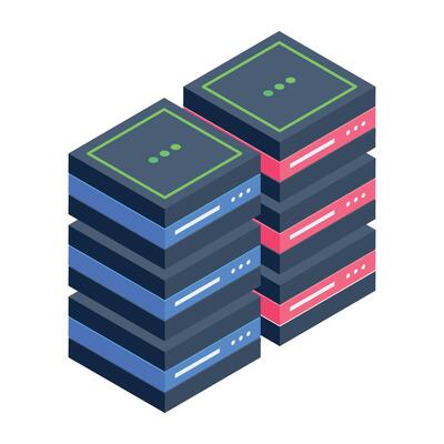Latest isometric icon depicting rack cabinets