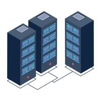 Editable isometric icon of server network vector