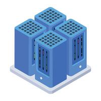 Scalable isometric icon of rack cabinets vector