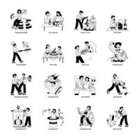 Set of 16 Thanksgiving Linear Mini Illustrations vector