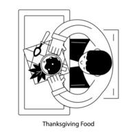 Editable linear mini illustration of thanksgiving food vector