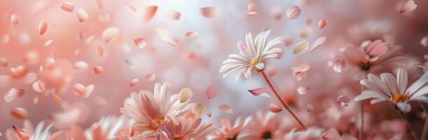 White Daisy Flower in Sunlight With Falling Petals photo