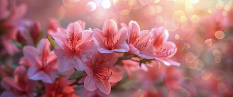 Pink Azalea Flowers Blooming in the Sunlight photo
