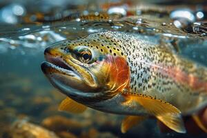Close Up of a Rainbow Trout Held in Hands photo