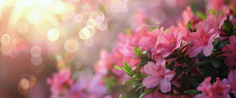 Pink Azalea Flowers Blooming in the Sunlight photo
