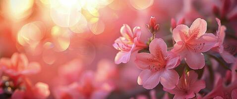 Pink Azalea Flowers Blooming in the Sunlight photo