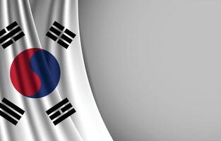 Waving flag of South Korea on gray background vector
