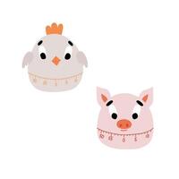 Time measuring tool isolated on white background. Chicken timer. Pig kitchen timer. Kitchen timer. illustration. vector