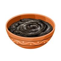 Illustration of Chyawanprash or Chyavanprash in a clay bowl, Ayurvedic herb for immunity, isolated on white background. vector