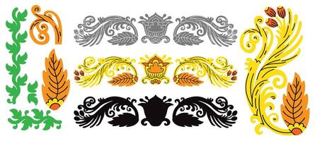 Decorative set of floral elements shapes illustration vector
