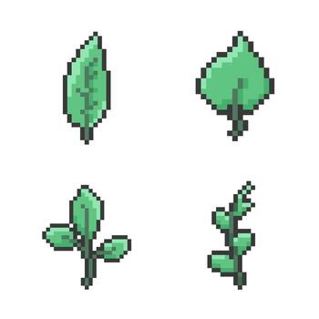 leaf pixel art for dynamic digital projects and designs. vector