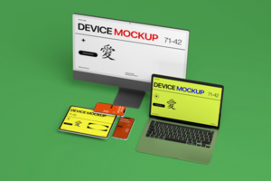 Device Mockup Template with Modern Design Elements psd