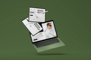 Device Mockup Template with Floating Effect for Professional Presentations psd
