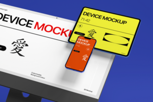 Realistic background and scene of this device mockup psd