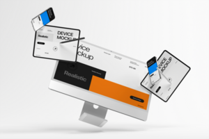 Dynamic Floating Multi Device Mockup for Professional Presentations psd