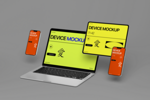 Floating Multi Device Mockup Template for Modern Digital Presentations psd
