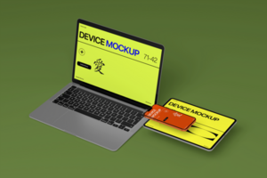 Realistic Multi Device Mockup Template for Digital Presentations psd