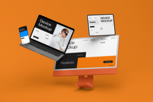 Dynamic Multi Device Mockup for Stylish Product Presentation psd
