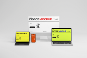 Responsive Device Mockup for Desktop, Tablet, Laptop, and Smartphone psd