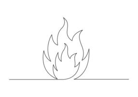 Continuous one line drawing of fire flame premium illustration vector
