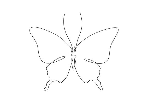 Butterfly continuous one line drawing premium illustration