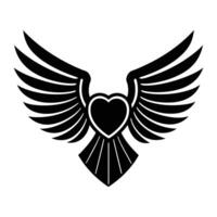 Egyptian Style Line Art with Heart Wing Shape Ornaments vector