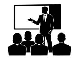 Silhouette of a Dynamic Professional Delivering a Presentation vector