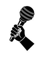 Silhouette of a Hand Holding a Microphone vector
