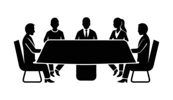 Silhouette of a Diverse Team Discussing Around a Conference Table vector