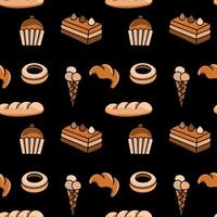 Seamless pattern with desserts and bakery vector